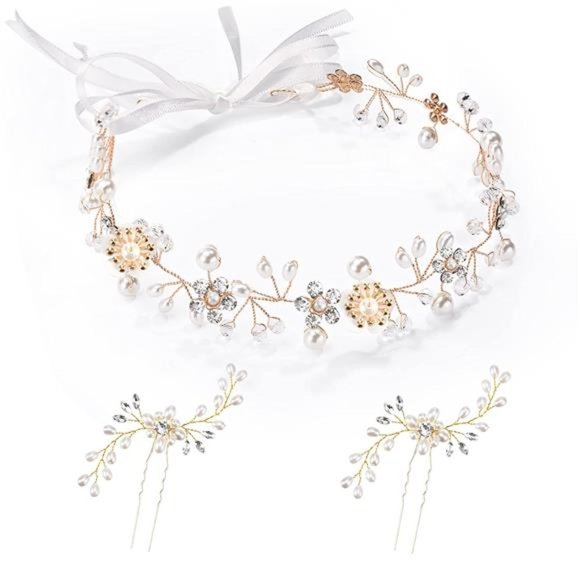 FRIUSATE Flower Girl Headpiece with Wedding Hair Pins, 3 Pcs Princess Wedding main image 4